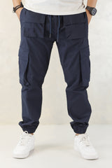 Turbo Front Pocket Style Imp Cotton Cargo Trouser In Dark Blue