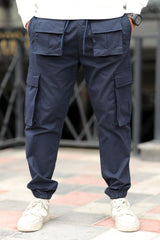 Turbo Front Pocket Style Imp Cotton Cargo Trouser In Dark Blue