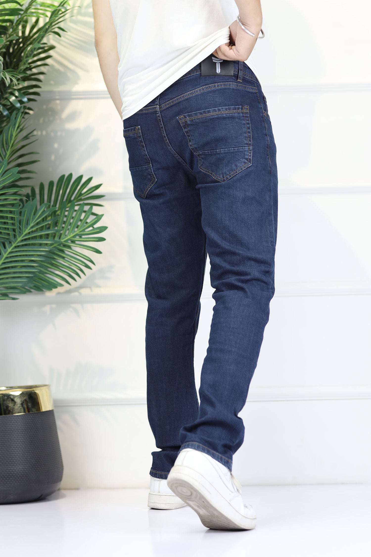 Turbo 'The Phantom' Washed Slim Fit Jeans In Dark Blue