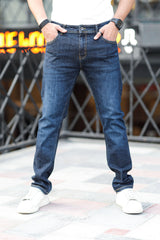 Dual Tone Slim Fit Turbo Jeans In Dark Blue