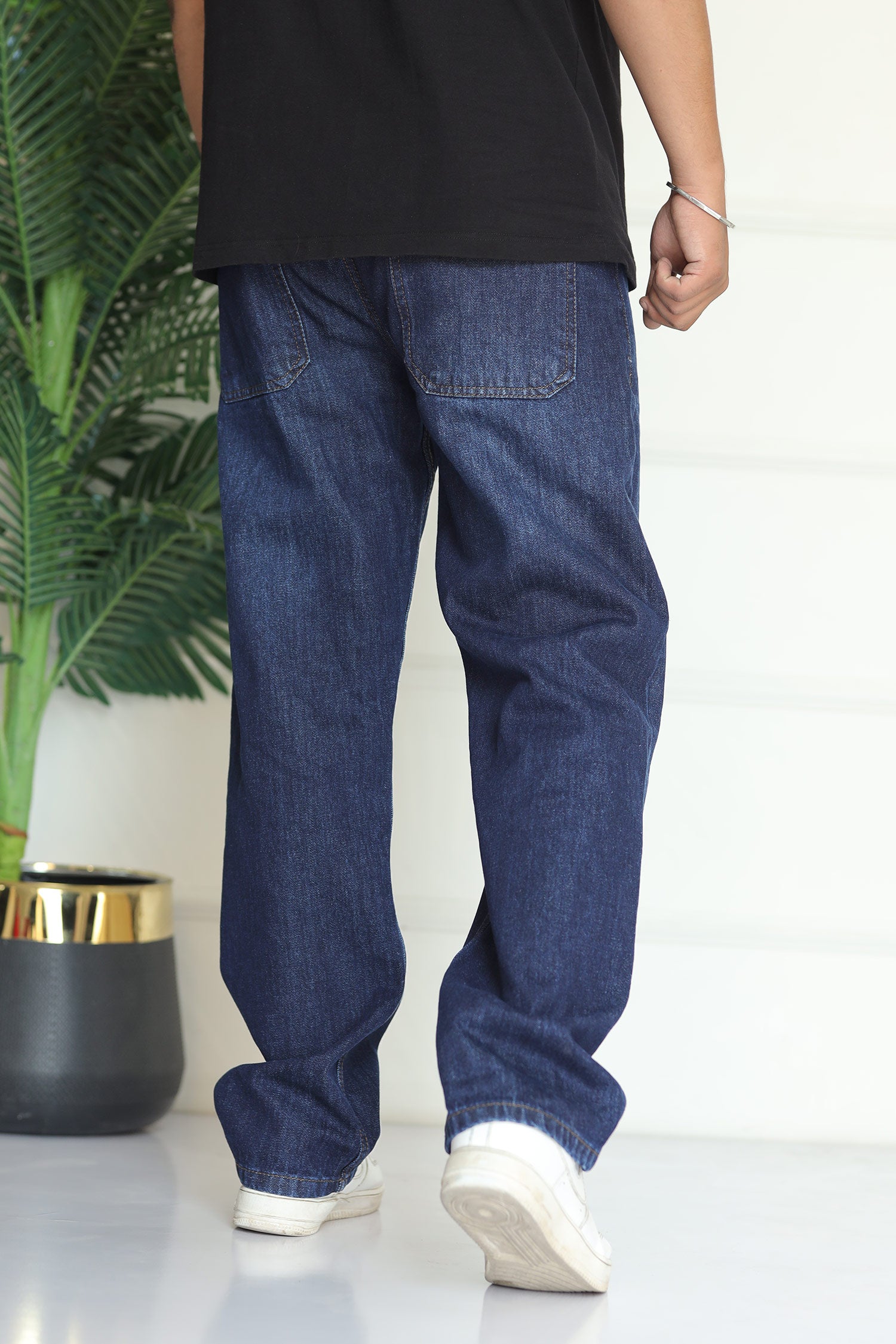 Turbo Men's Relaxed Fit Baggy Jeans In Dark Blue