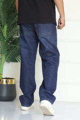 Turbo Men's Relaxed Fit Baggy Jeans In Dark Blue