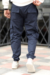 Turbo Front Pocket Style Imp Cotton Cargo Trouser In Dark Blue