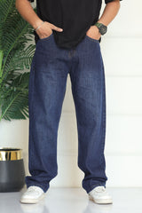 Turbo Men's Relaxed Fit Baggy Jeans In Dark Blue