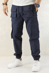 Turbo Front Pocket Style Imp Cotton Cargo Trouser In Dark Blue