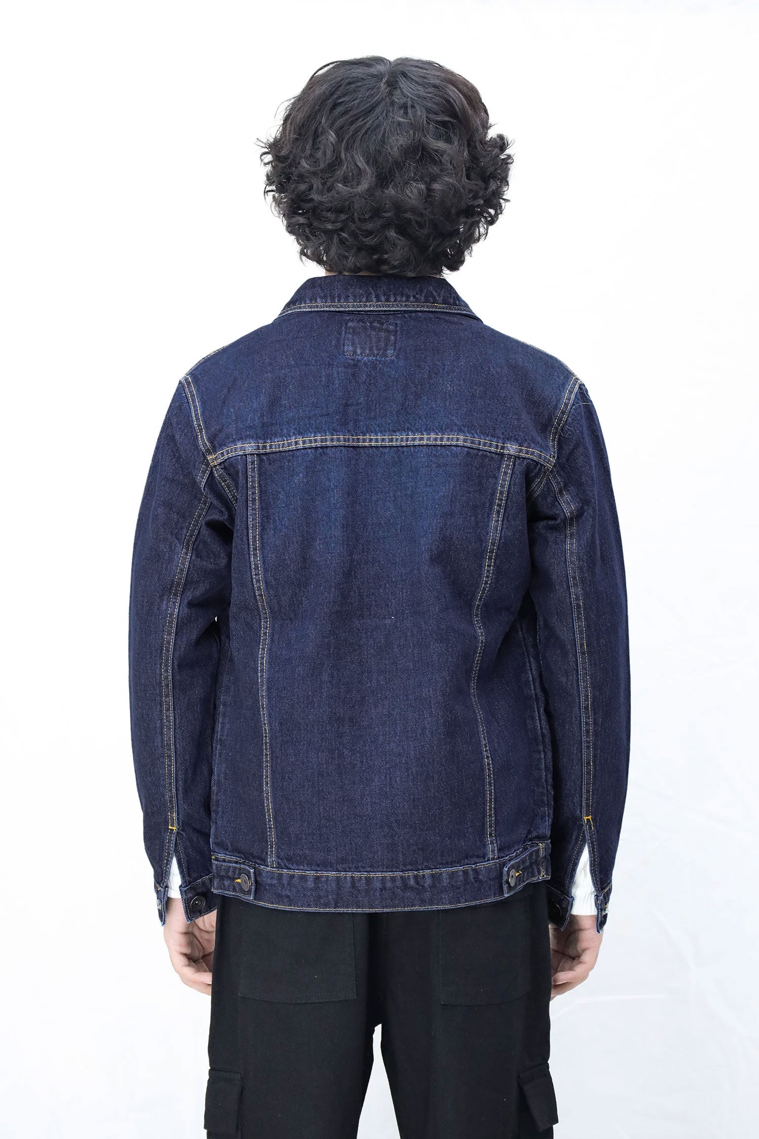 Slim Fit Front Pocket Style Denim Jacket in Dark Blue