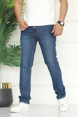 Turbo 'Giordano' Mid Washed Stretchable Slim Fit Jeans In Dark Blue
