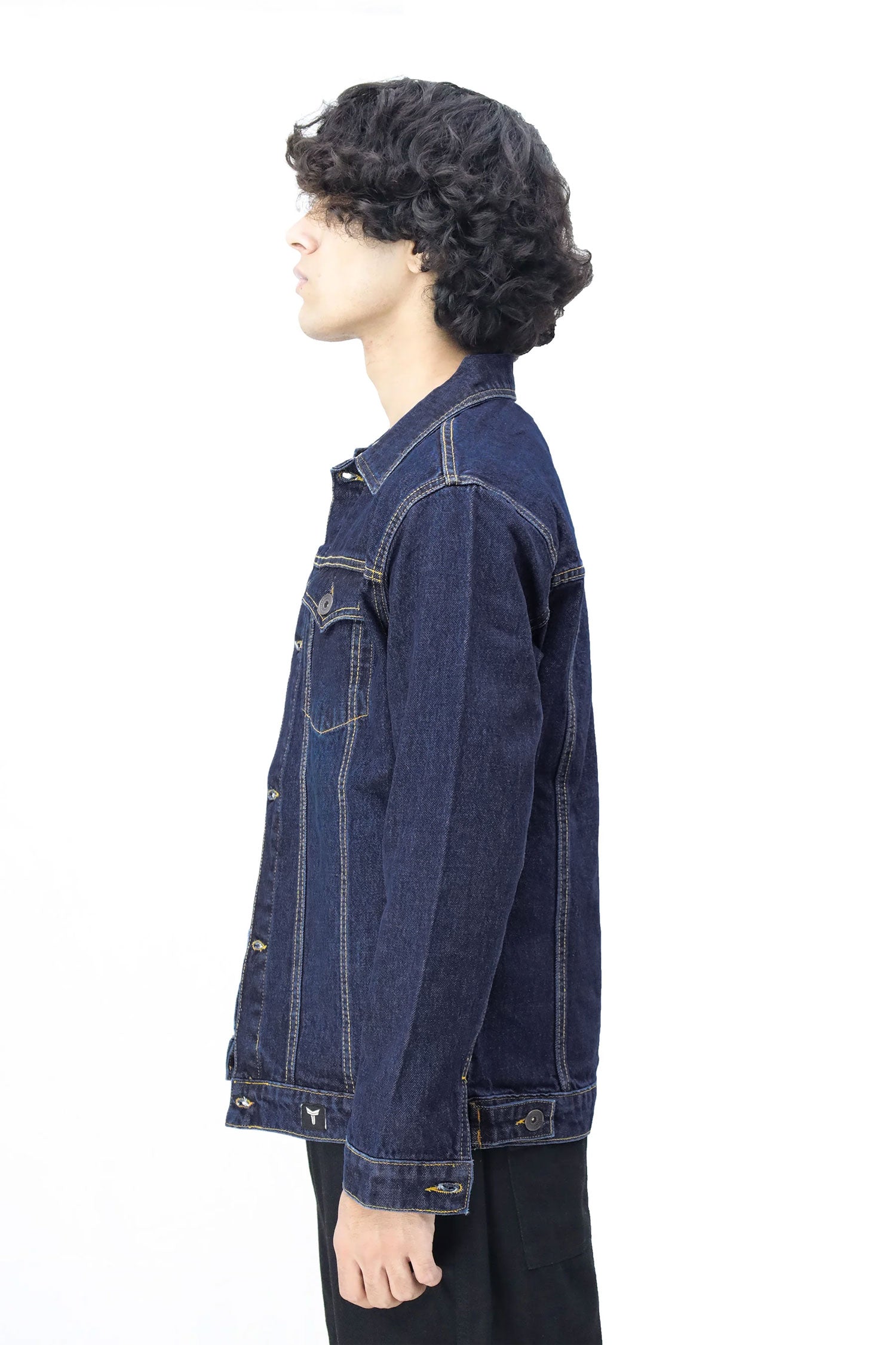 Slim Fit Front Pocket Style Denim Jacket in Dark Blue