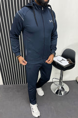 Undr Armr Dotted Pattern Hooded Sportswear Men Zipper Tracksuit