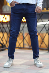 Comfy Plain Turbo Ankle Fit Jeans In Dark Blue