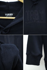 TRB Original Aplic Printed Fleece Hoodie In Dark Blue