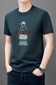Exclusive Print Round Neck T-shirt In Dark Blue