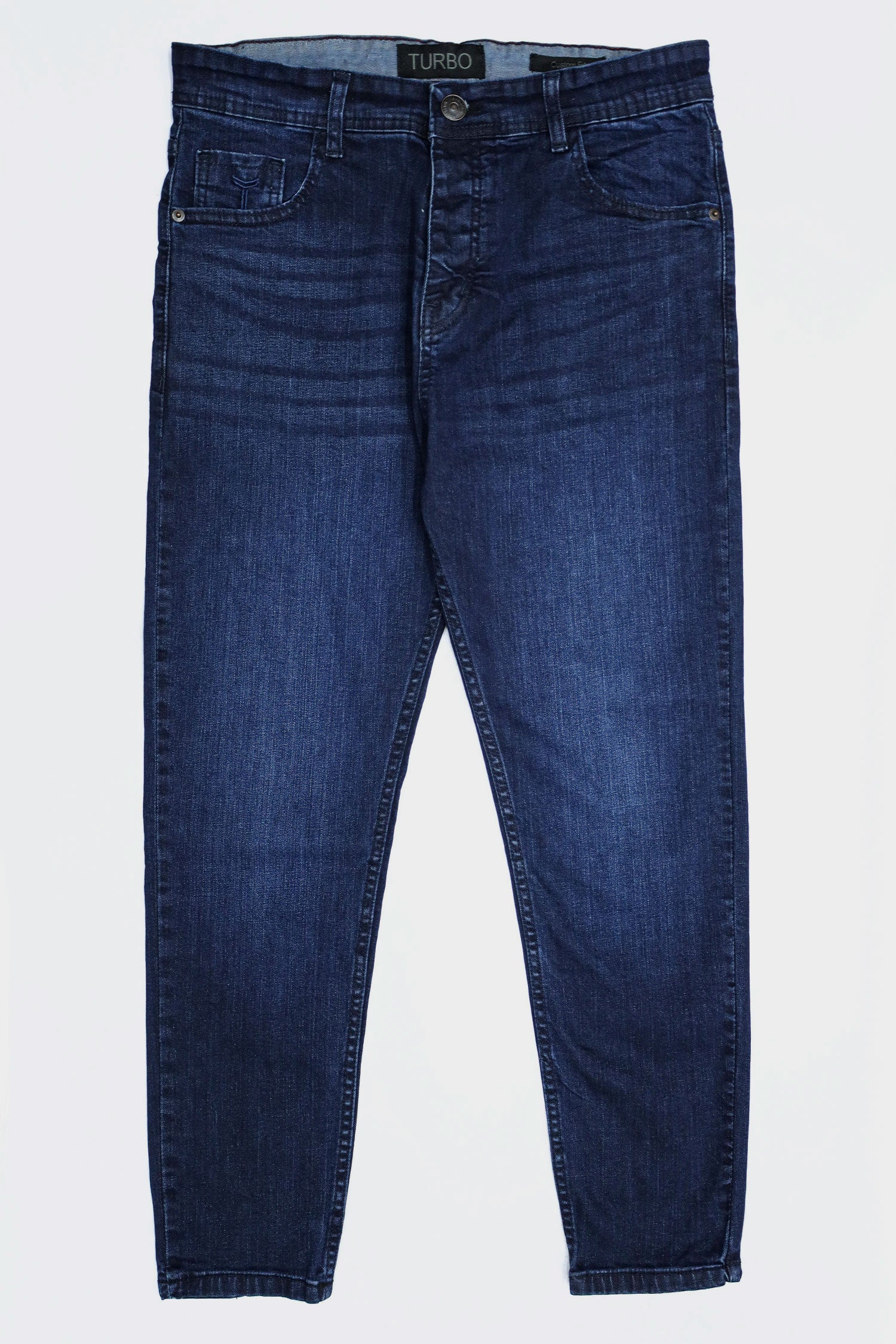 Plain Turbo Ankle Fit Jeans In Dark Blue