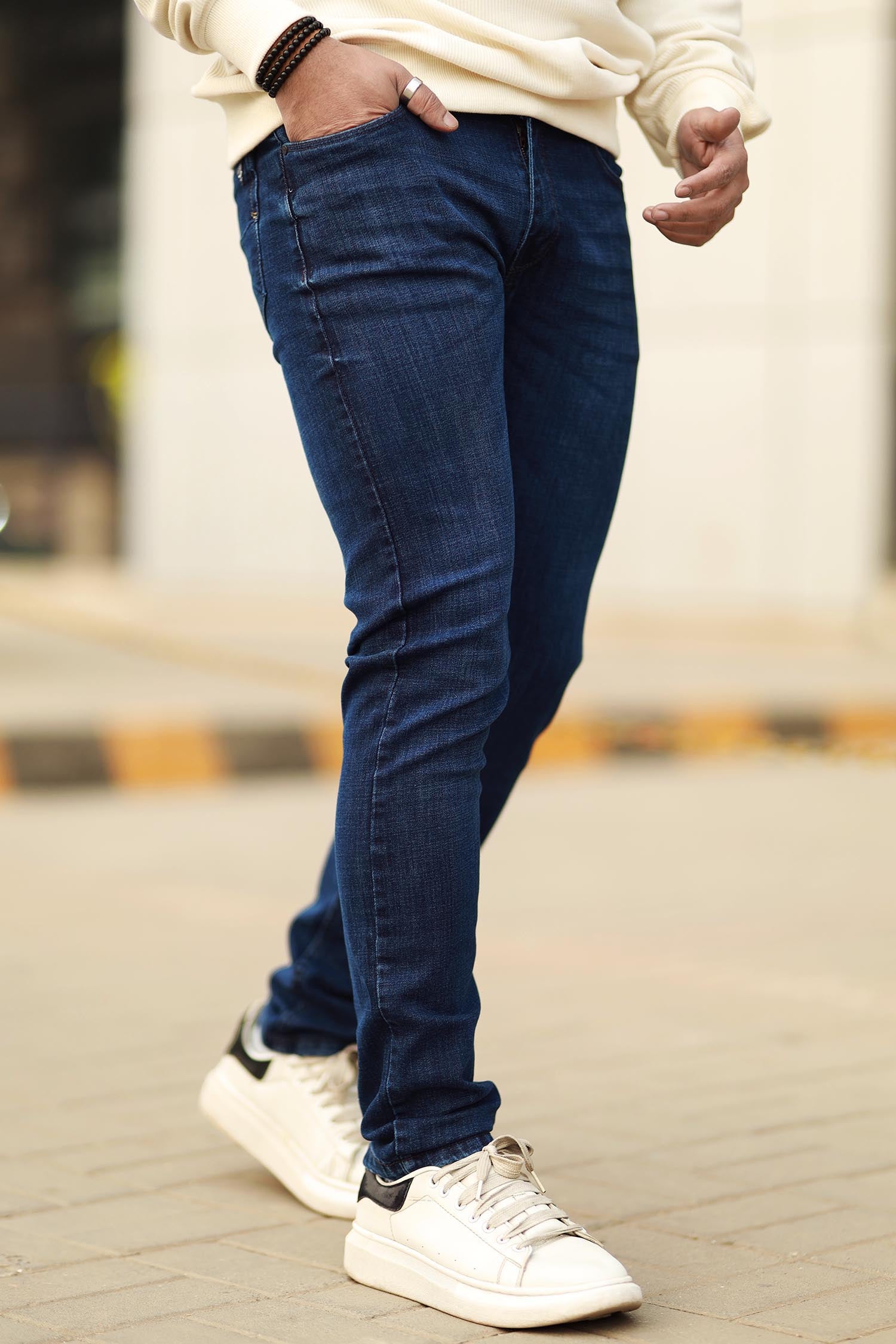 Turbo Light Faded Slim Fit Jeans In Dark Blue