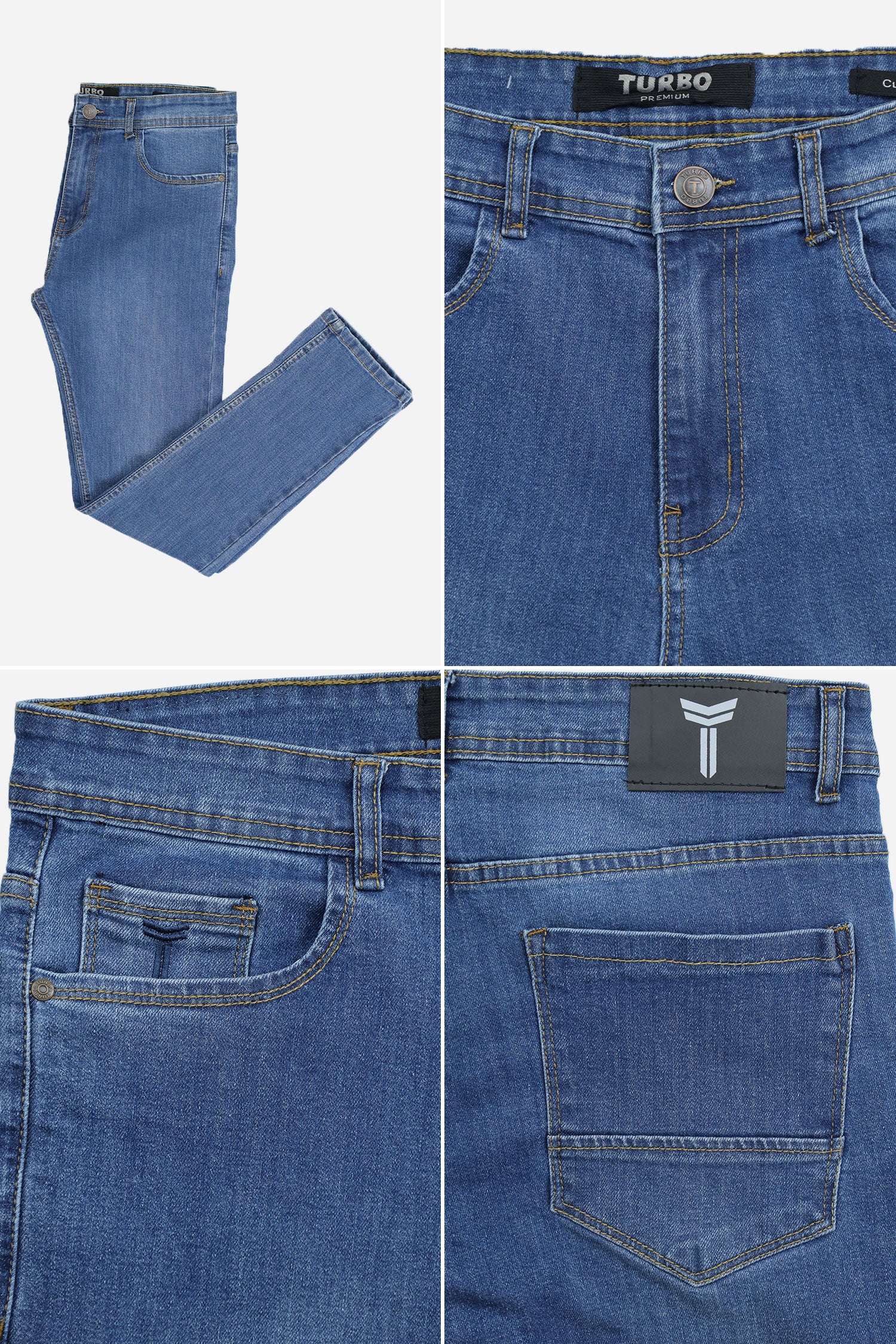 Turbo Kinetic-Flex Precision Taper Jeans In Dark Blue