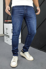 Faded Style Slim Fit Turbo Jeans In Dark Blue