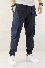 Turbo Front Pocket Style Imp Cotton Cargo Trouser In Dark Blue