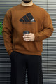 Adds Signature Round Neck Men's Sweatshirt In Dark Brown