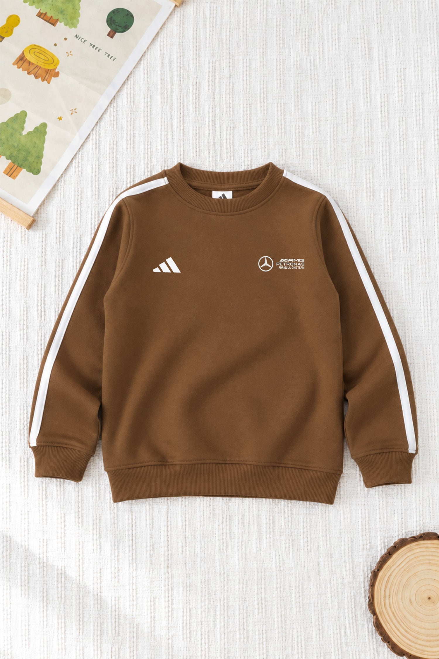Adds Blokecore Aesthetic Quarter Round Neck Kid's Sweatshirt In Brown