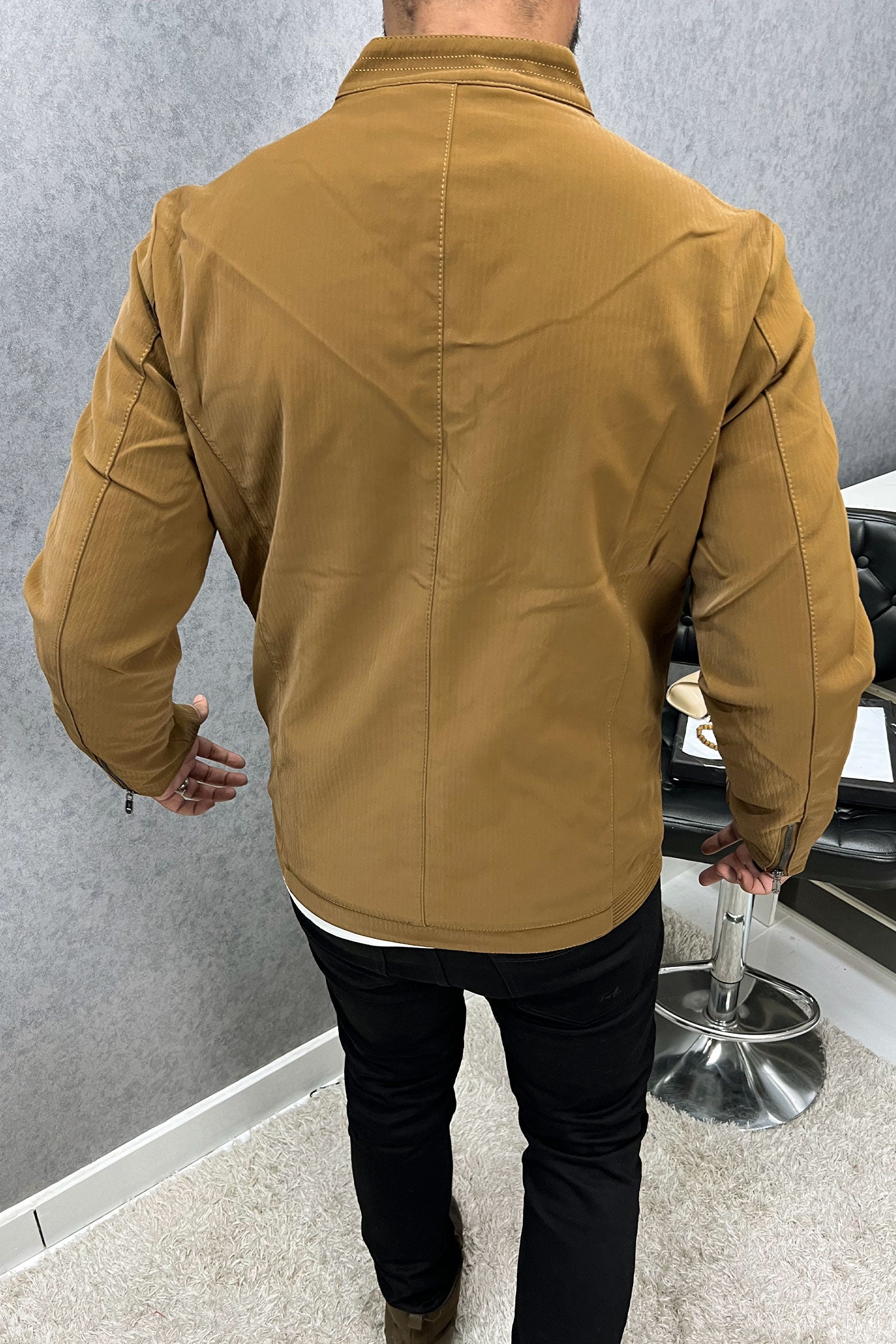 Elegant Plain Men's Imported Suede Leather Jacket