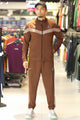 Nke Diagonal V Panel Signature Full Zipper Tracksuit In Dark Camel