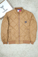 Tmy Hlfgr Warm Diamond Stitch Imported Puffer Jacket In Dark Camel