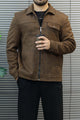 All Over Alphabetic Self Patterned Imported Men's Suede Wool Jacket