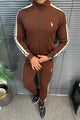 Polo Pony Style Side Stripe Men's Co-Ord Set In Dark Camel