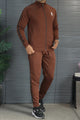 On Clod Athletic Side Stripe Zipper Men's Co-Ord Set In Dark Camel