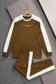 Turbo Color-Blocked Panel Men's Co-Ord Set In Dark Camel