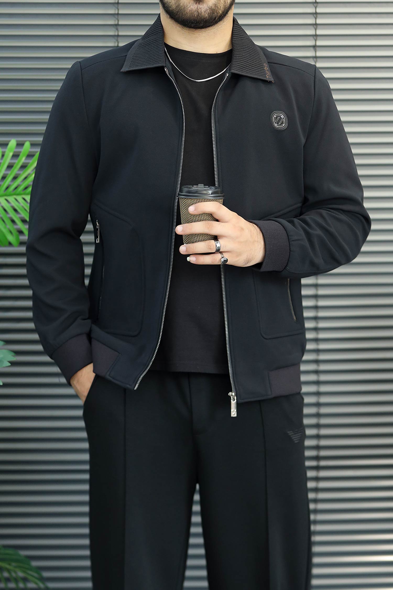 Zipped Blouson Imp Men's Wool Jacket In Dark Navy