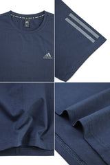 Adds Half Tri-Line Strips Round Neck T-Shirt