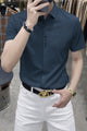 Turbo Seamless Smooth Silk Casual Shirt In Dark Navy