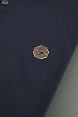 Turbo Checkerboard Trim Stitchless Men's Polo Shirt In Dark Navy