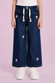 Turbo Floral Embroidered Wide-Legs Jeans For Girls