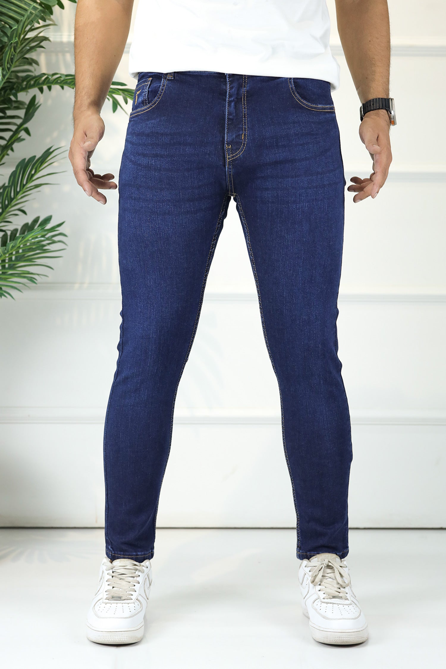 Turbo City Crop Ankle Fit Jeans In Dark Navy