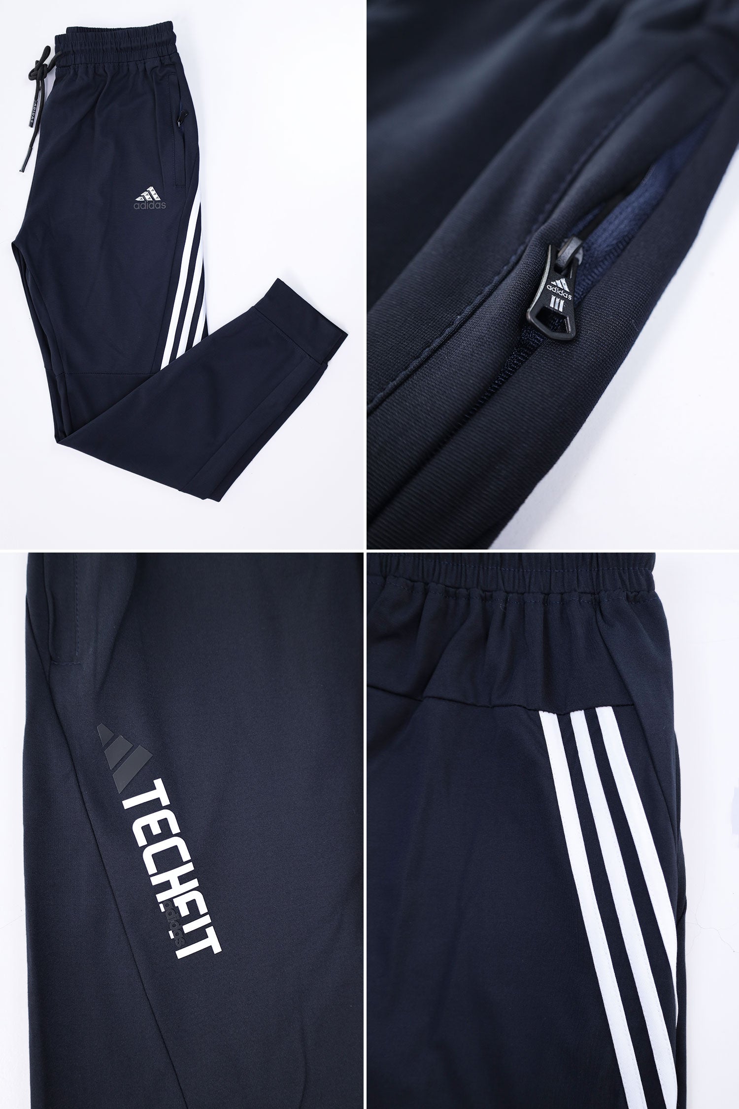 Adds Techfit Future Icon 3-Stripes Sportswear Trouser In Dark Navy