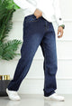 Loose Fit Comfy Denim Turbo Jeans In Dark Navy