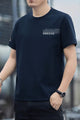 Cotton Blend Round Neck T-shirt In Dark Navy