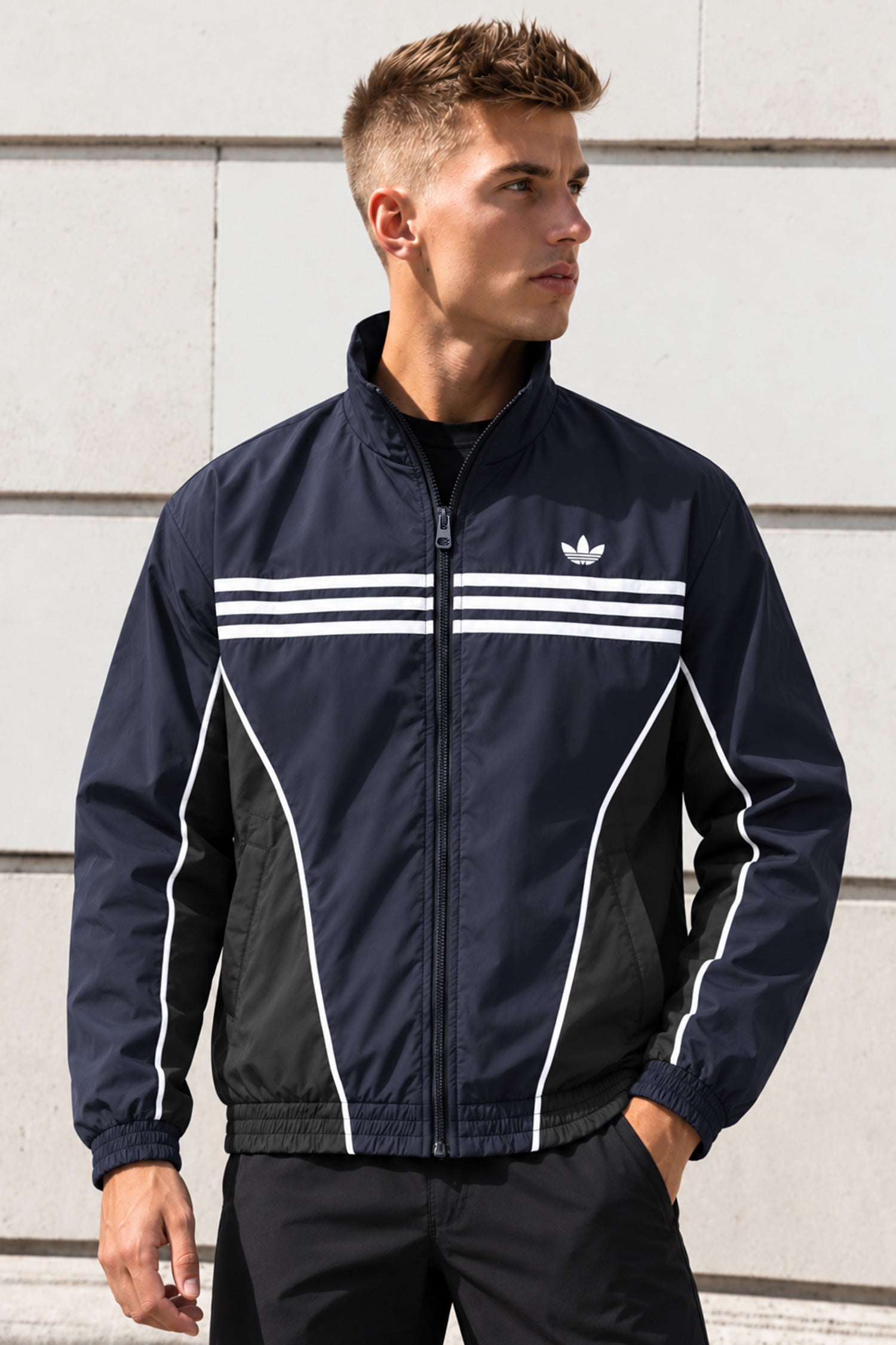 Adds Light-Weight Windbreaker Imp Men Sports Jacket In Dark Navy