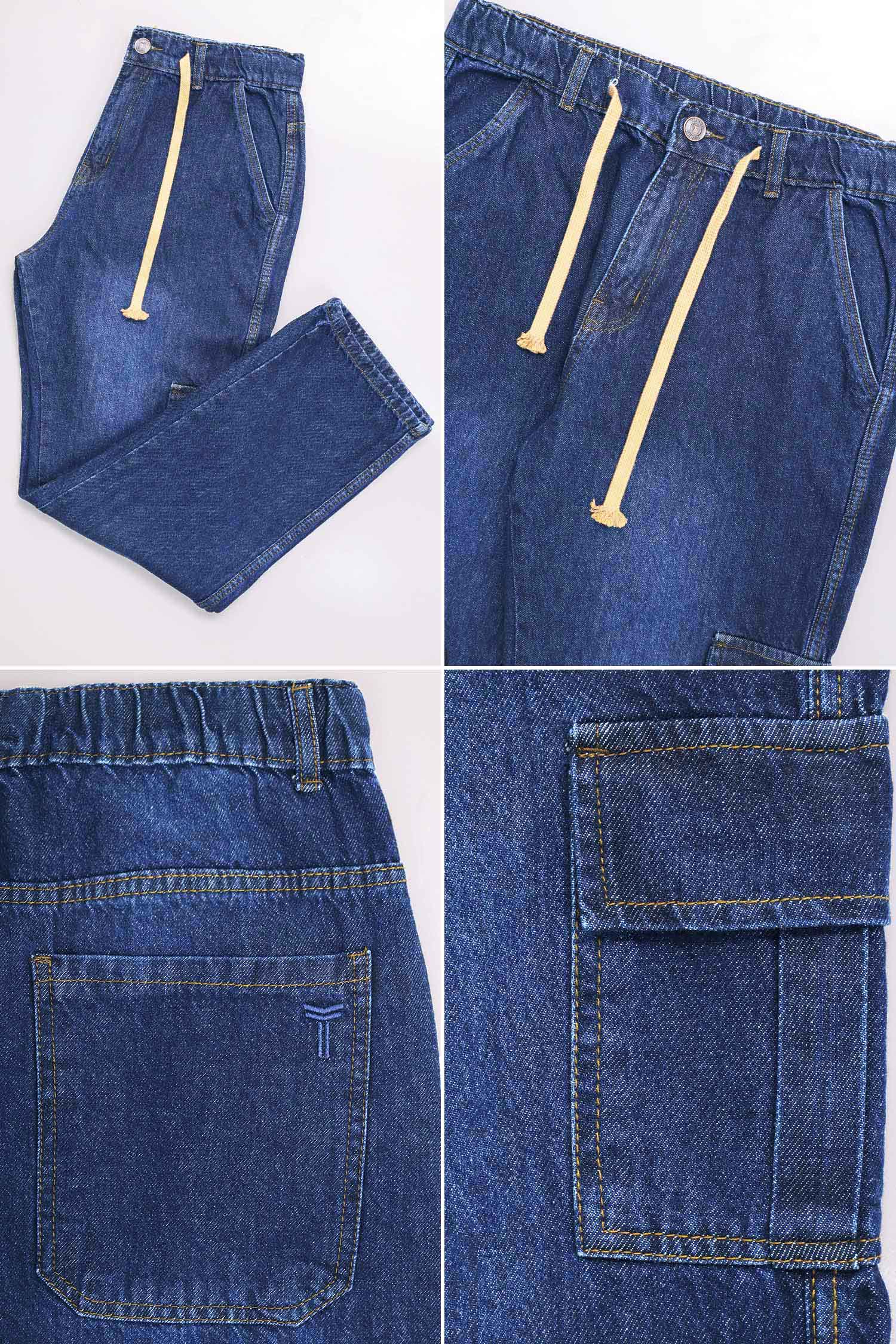 Denim Men's Relaxed Fit Straight Leg Baggy Jeans In Dark Navy