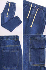 Denim Men's Relaxed Fit Straight Leg Baggy Jeans In Dark Navy