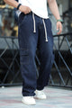 Denim Men's Relaxed Fit Straight Leg Baggy Jeans In Dark Blue