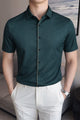 Men's Various Textured Silk Casual Shirt In Dark Navy