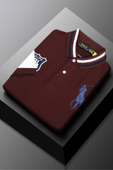 Rph Luren Classic Signature Rider Men's Polo Shirt In Dark Maroon