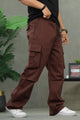 Men's Classic Casual Baggy Cargo Trouser In Dark Maroon