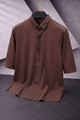 Turbo Distinct Striped Design Casual OverShirt In Dark Maroon