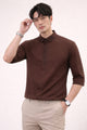 Turbo Distinct Striped Design Casual OverShirt In Dark Maroon