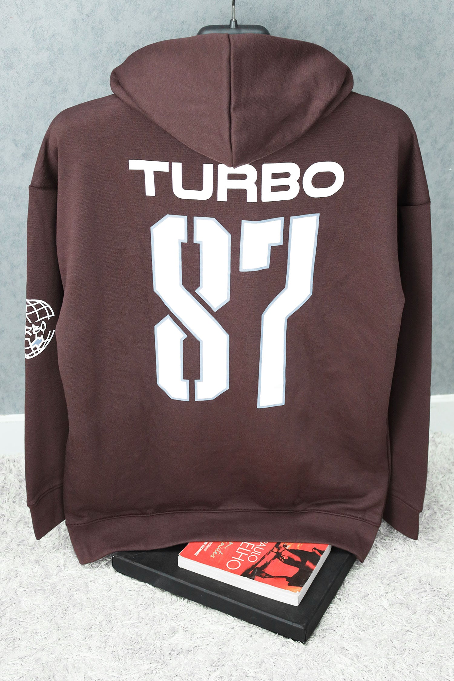 Turbo 87 Universe Aplic Fleece Hoodie In Dark Maroon