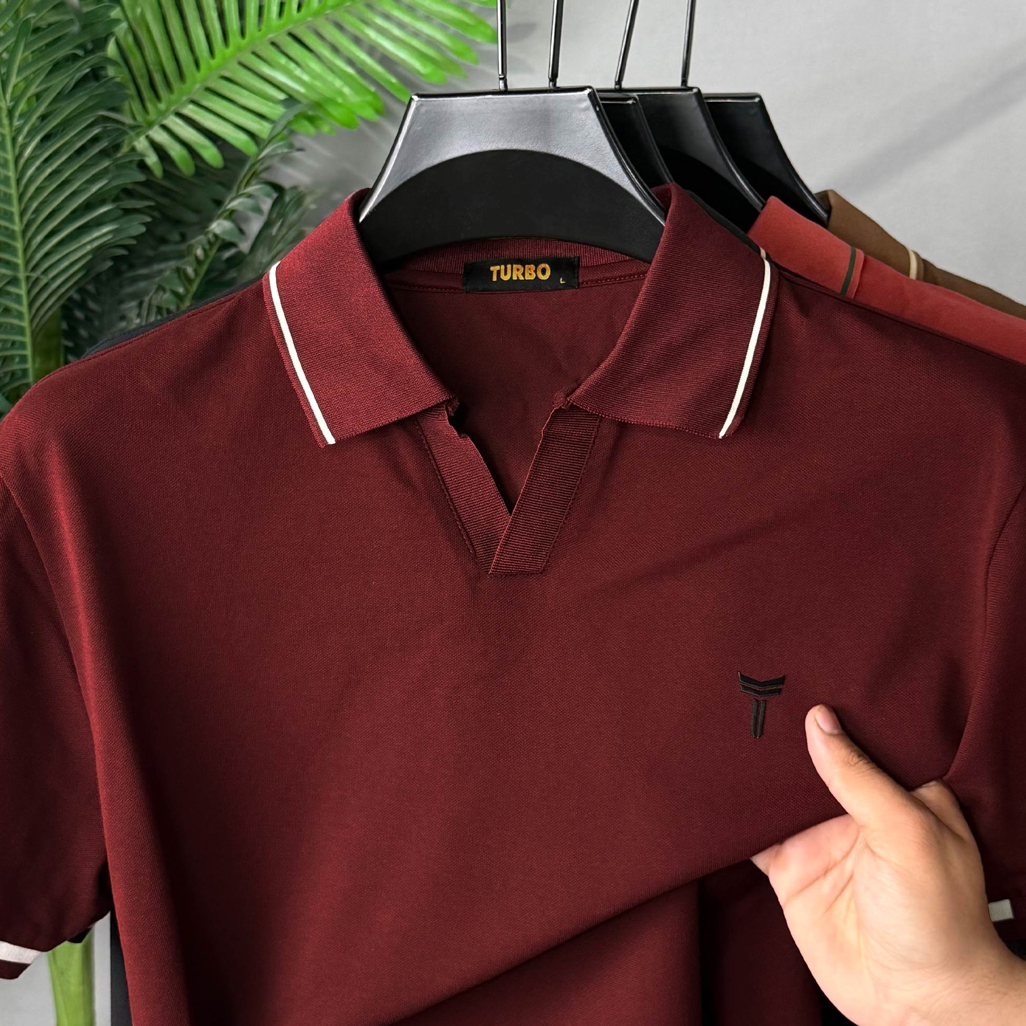 Turbo Waffle Knit Texture Men's Polo T-Shirt